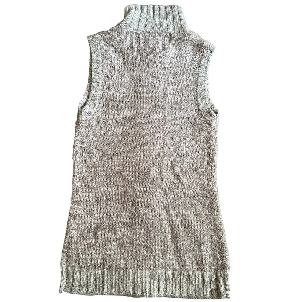 Rachel Roy Beige Eyelash Knit Sleeveless Vest, M